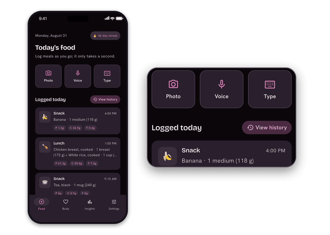 Log a meal in seconds